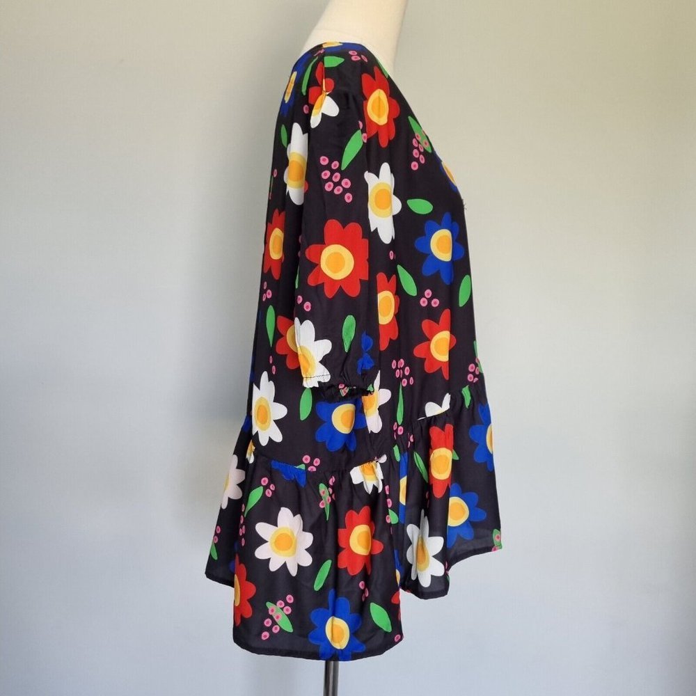 Lorraine Kerrie Multicolour Floral Frill Hem Top Plus Size 20 - Picture 4 of 10
